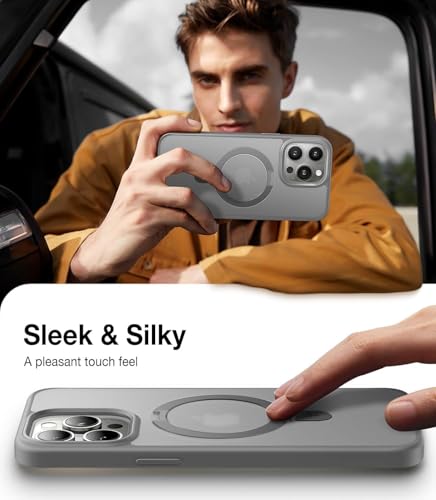 Image of AIBEX Back Cover for Apple iPhone 12 Pro Max MagSafe Compatible with OStand Ring Kickstand Magnetic Metal Alloy Ring Wireless Charging |Slim Thin Scratch Resistant Armor | Shockproof Protective - Grey