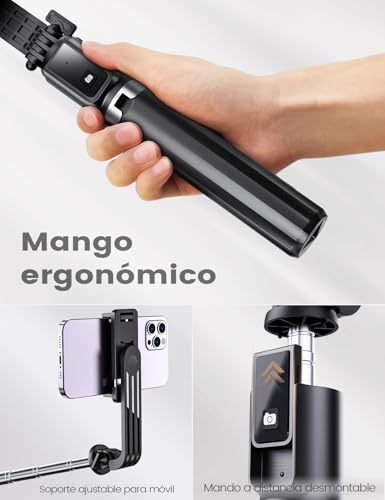 ANXRE Palo Selfie con Control Remoto,Giratorio de 360° Trípode para Movil Rripe, 106cm Telemovel Palo Selfie Tripode Compatible con iPhone Samsung Android Smartphone - imagen 3
