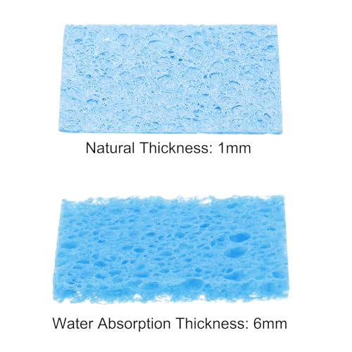 Image of MECCANIXITY 25PCS Soldering Sponge 50 x 35mm Rectangle Blue Cleaning Pad Welding Tip Iron Replacement for Cleaning Soldering Iron 1mm Natural Thickness 6mm Water Absorption Thickness