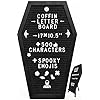 Coffin letter board black with spooky seasonal emojis 550 characters wooden stand 17×105 inches coffin shaped goth decor sign witchy halloween decorations gothic decor birthday wedding home spooky gif  urban country home decor