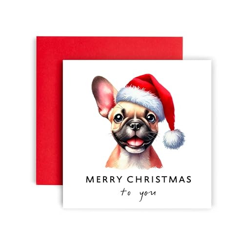 Huxters Dog Christmas Card – French Bulldog - Merry Christmas to Dog Mum and Dog Dad – Christmas Card from the Dog to Friends Family First Christmas (French Bulldog)