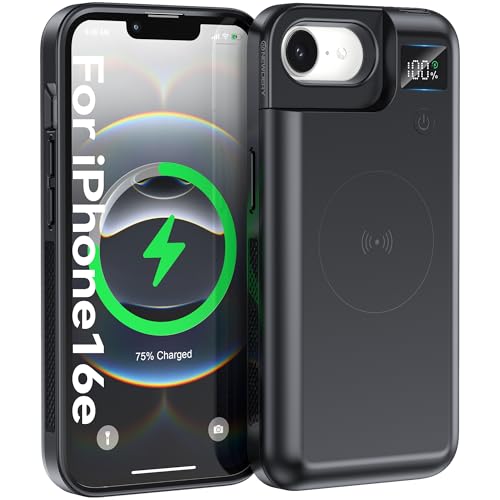 Mavulo Battery Case for iPhone 16e, 8000mAh USB-C Portable Power Bank, CarPlay, Sync Data Supported, Rechargeable Charger Case Compatible with iPhone 16e 6.1", Black