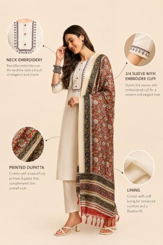 Image of Khadi Kurtaset With Khadi Silk Dupatta For Womens