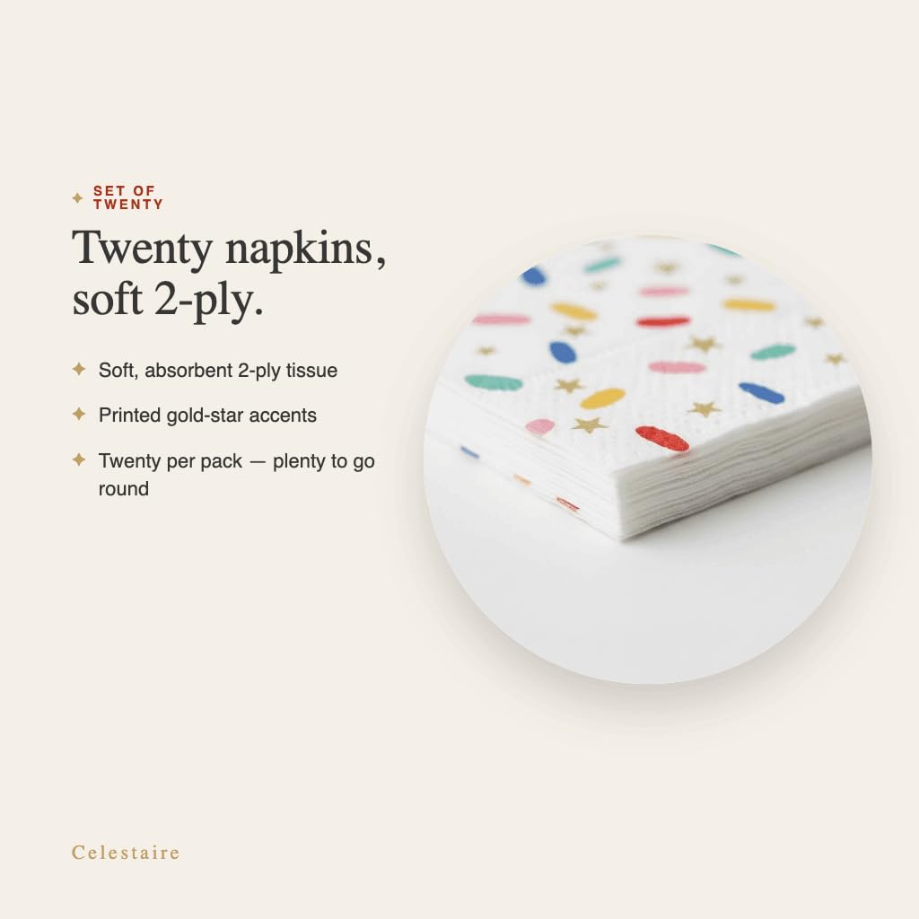 CELESTAIRE Premium 2 Ply Printed Paper Napkins, Pack of 20 (33 * 33cm) | Soft & Highly Absorbent Table Tissue Paper | Food Contact Safe Napkin for Home, Kitchen, Party, Birthday, Wedding & Daily Use 2