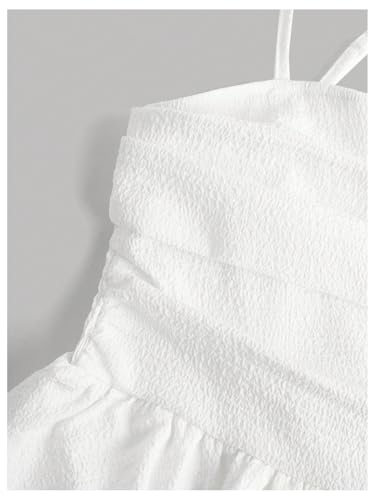 Image of SHENHE Girl's Smocked Ruched A Line Swing Dress Layered Tie Shoulder Flowy Cami Short Dress