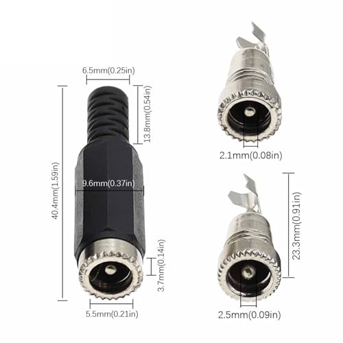 Conector CC hembra 5.5x2.5mm evita cortes de energía en paneles y chasis de proyectos 12V 24V 7