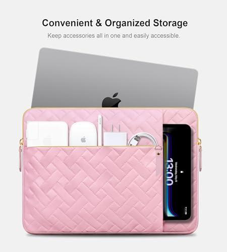Image of Lacdo 14 Inch Laptop Sleeve Case for HP Lenovo Dell ASUS Chromebook 14 / HP Pavilion Stream 14 / Dell Inspiron 14 / Lenovo IdeaPad 14 / Aspire /ASUS ZenBook Computer Bag Water-Resistant, Sakura Pink