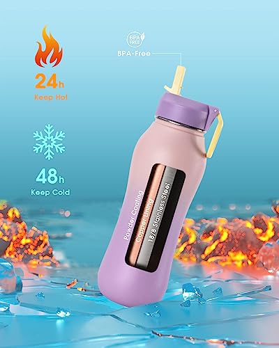 Image of Coolflask 32 oz Water Bottle Insulated Slim Series Stainless Steel