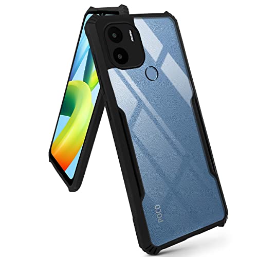 Image of Jkobi Back Cover Case for Poco C50 | Poco C51 (Shockproof with Polycarbonate Clear Panel | Professional Black)