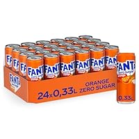 Fanta Zero Orange - fruchtig-spritzige Limonade mit klassischem Orangen-Geschmack - ohne Zucker und ohne Kalorien - erfrischender Softdrink in stylischen Dosen (24 x 330 ml)