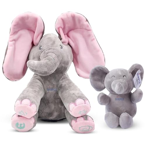 Image of Dimple Stuffed Animal Set - Kaia Interactive Musical Peek-A-Boo Elephant Plush & Soft Baby Elephant - Easter Basket Stuffers for Kids - Baby Easter Gifts for Kids, Girls, Boys - Ages 0 & Up