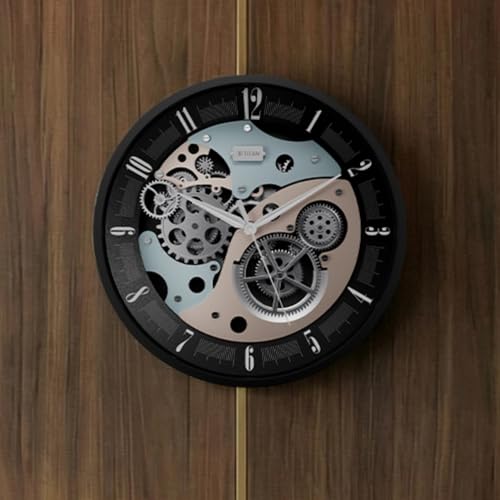 Image of Titan Contemporary Metal Gear Wall Clock with Moving Gears & Sub-Second Dial, Silent Sweep, Model W0121MA01 |46 cm x 46 cm x 7.5 cm
