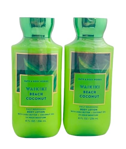 Bath & Body Works Bath and Body Works Waikiki Beach Coconut Super Smooth Lotion Sets Gift For Women 8 Oz -2 Pack (Waikiki Coconut) 16 Fl Oz image 3