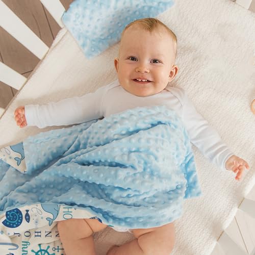 ZOTIMEF Personalized Baby Blanket - Animals Pattern with Multi-Fonts Names - Custom Soft Plush Double Layer Blankets with Dotted Backing for Boys Girls Gifts Color20-Marine Animals