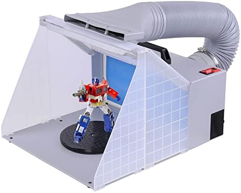 AW LED Light Portable Airbrush Paint Spray Booth Kit with Turn Table 5.6' Hose Lighting Pro Paint Set with Turn Table Powerful Fan for Painting Art Toy Model Parts Cakes Hobby