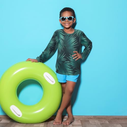 Boys Rash Guard Swim Shirt Long Sleeve UPF+ 50 Sun Shirts Quick Dry Shirt Green Tree Leaves for Toddler Kids4
