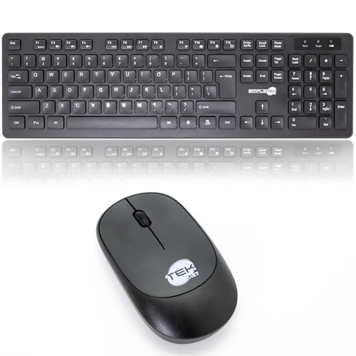 Kit de teclado y ratón inalámbrico Simpletek negro 2,4 G con QWERTY de EE. UU. 5