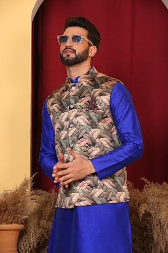 Image of Kurta With Churidar & Multicolor Nehru jacket Set