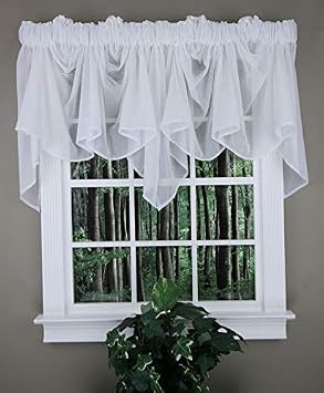 Swags Galore Splendor Batiste, 254 cm G X 73 cm U, Sheer Festoon Valance White