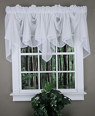 Swags Galore: Splendor Batiste, 254 cm G X 73 cm U, Sheer Festoon Valance White