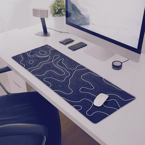 Image of Saco XXL Gaming Mouse Pad for PC - Large Desk Mat 900x400x3mm, Extended Non-Slip Rubber Base, Waterproof Surface, Topographics Design, Big Keyboard Mouse Pad for Office & Home Setup