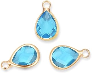 10pcs July Ruby Birthstone Charms 14x8mm Teardrop Crystal Beads Gold Plated Brass for Jewelry Craft Making CCP16-7