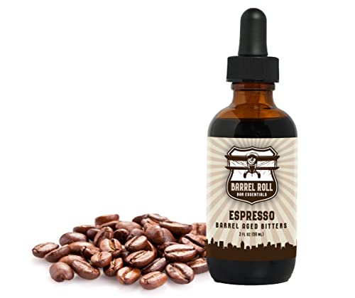 Barrel Roll Bar Essentials Espresso Cocktail Bitters | Drink Mixers for Cocktails | Premium Cocktail Mixers | Barrel Aged Bitters for Cocktails | Allergen & Gluten Free | 2 fl oz. Bottle