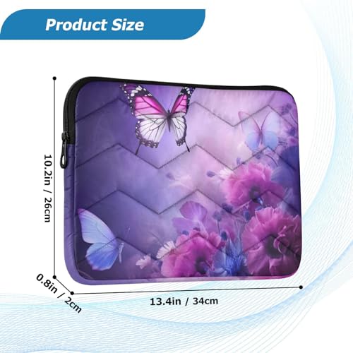 Funda para portátil con flores moradas y mariposas 13-14 pulgadas miniatura 3