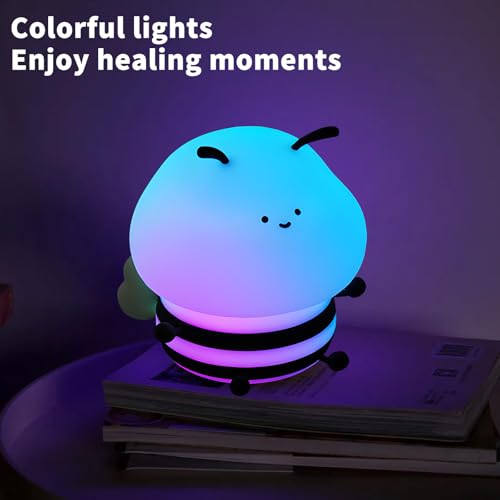 Image of Bee Night Light Animal Pat Light Industrious 3 Levels Soft Warm Light Can be Adjusted Dreamlike Dazzling Tap Touch Boys and Girls Room Decor