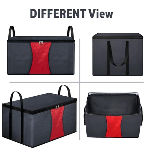 Image of Storite Multi-Purpose Moisture Proof Heavy Duty 1680 Denier Nylon 110 L Super-Size Large Toys /Stationery Paper /Blankets /Clothes Storage Bag -Grey /Red (63.5 x 45.7 x 38cm)