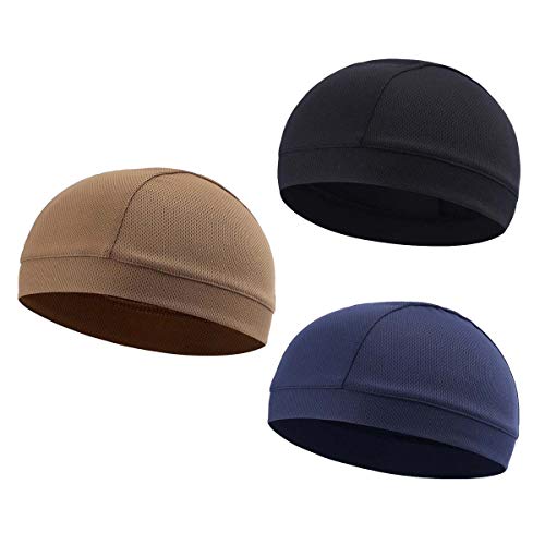Image of Moisture Wicking Cooling Skull Cap /Helmet Liner /Running Beanie Caps - Motorcycle Cycling Breathable Dome Cap Sweatband