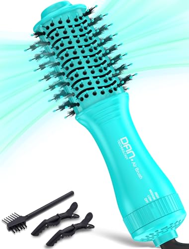 Image of Mini Travel Ceramic Blow Dryer Brush,2Inch Oval Styling Hot Air Brush, Cyan | Lightweight Design for Root Lift, Volume and Smoother Styling on Short to Medium Hair