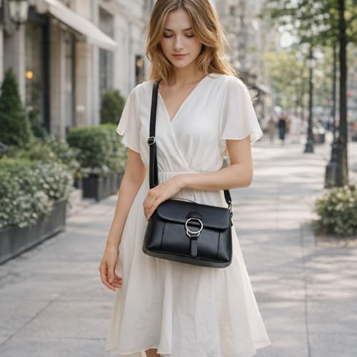 Bolso crossbody de cuero vegano para mujer multi-bolsillos miniatura 3