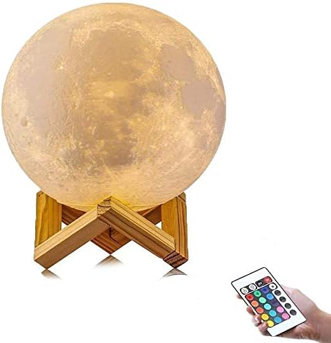 Luminária Lua Cheia 3d Abajur touch 18cm 16 Cor Controle Bat