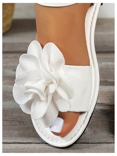 GORGLITTER Women's Flower Flat Sandals Floral Vacation Open Toe Ankle Strap Sandal Flats2