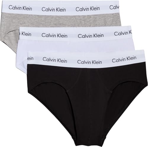 Calvin Klein Calzoncillos Hip Briefs Hombre Pack de 3 Ropa Interior, Multicolor (Black/White/Grey Heather), XL