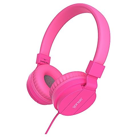 Headphones for Children Lightweight Stereo Folding Wired Headphones for Kids Adults Adjustable Headband Headset for Cellphones Smartphones iPhone Laptop Computer Mp3/4 Earphones (Pink) Cover