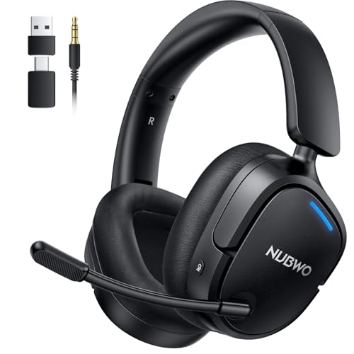 NUBWO Wireless Gaming Headset for PS5, PS4, PC, Laptop, Mac, 3 in 1 Gaming Headphones with 7.1 Surround Sound, Noise Canceling Mic, 20ms Low-Latency, 80Hr Battery, 2.4GHz/Bluetooth 5.4/3.5mm Wired