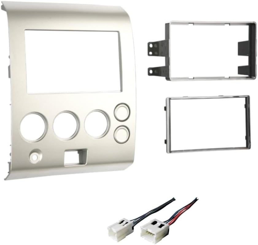 Double Din Car Stereo Install Dash Kit and Wire Harness -Made for Nissan: 2004-2005 Armada/Pathfinder Armada (No Factory Nav), 2004-2007 Titan (No Factory Nav Vehicles, Single Zone AC Vehicles Only)