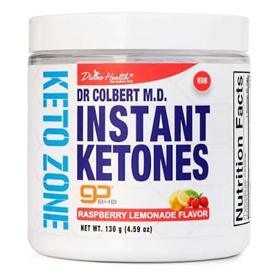 Dr. Colbert, MD Instant Ketones Powder | Raspberry Lemonade | Keto Zone | Divine HEalth | Recommended in The Keto Zone Diet Book | GoBHB | Exogenous BHB Ketone Salts | 4.59oz | 21 Servings