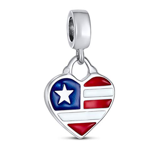 Abalorio de corazón militar con estrella en plata esterlina para mujer 1