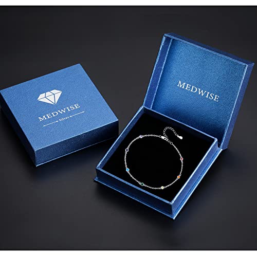 Medwise Chakra Choker Necklace Sterling Silver 7 Chakra Summer Beach Choker Necklace Jewelry Birthday Christmas Gifts For Women Wife Girlfriend,13+3 Inches #TOP6