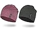 EMPIRELION 9" Multifonctionnel Léger Bonnets Chapeaux pour Hommes Femmes Running Skull Cap Casque Liner Sleep Caps (Gris foncé Mélange+Vin Rubis Mélange, 2)