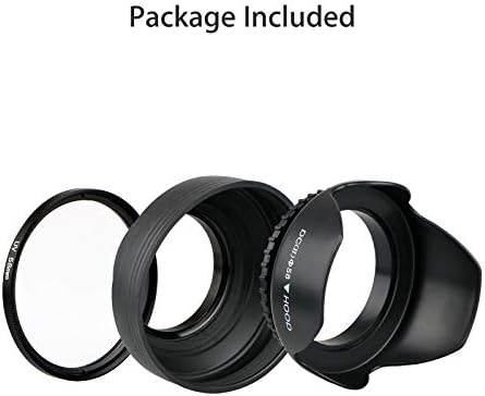 58mm Lens Hood Set for Canon Camera,2 Pack 58mm Hard/Soft Lens Hood + 58mm UV Filter Lens Kit for Canon Rebel T7i T6S T6i T6 T5i T5 T4i T3i T3 T2i T1i XT XTi XSi SL1