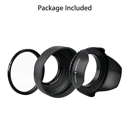 Eeekit 58Mm Hard Lens Hood + 58Mm Soft Lens Hood + 58Mm Uv Filter Lens Kit For Canon Rebel T7I T6S T6I T6 T5I T5 T4I T3I T3 T2I T1I Xt Xti Xsi Sl1 #TOP5