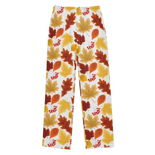 ZZXXB Happy Fall Maple Leaves Boys Long Pants Soft Trousers Elastic Waist Kids Lounge Bottoms with Pockets S-XL