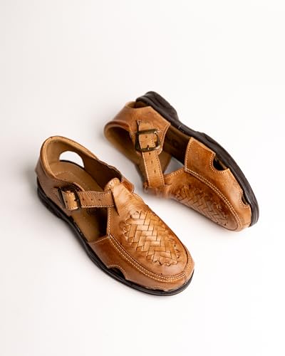 Mexico en la Piel Handmade Leather Fisherman Huaraches for Men - Adjustable Buckle, Comfortable and Lightweight, Breathable, Genuine Leather, Tan Color - Traditional Mexican Shoes3