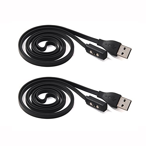 Pebble 2 Charger Cable, Threeeggs Replacement Charger Charging Cable Cord for Pebble 2 Smart Watch (Black - Pack of 2)