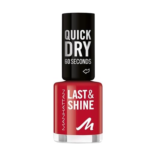 MANHATTAN Last & Shine schnelltrocknender Nail Polish, veganer & tierversuchsfreier Nagellack, langanhaltend, ultraglänzendes Finish, 8ml, Fb. 610 It's Getting Hot