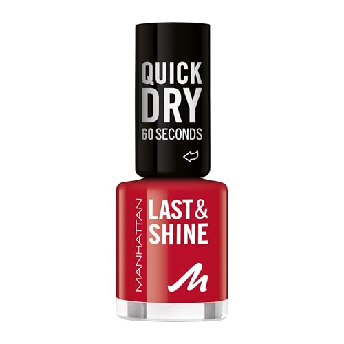 MANHATTAN Last & Shine schnelltrocknender Nail Polish, veganer & tierversuchsfreier Nagellack, langanhaltend, ultraglänzendes Finish, 8ml, Fb. 610 It's Getting Hot